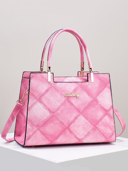 

Gradient Rhombus Printed Handbag Large Capacity Crossbody Bag, Pink, Bags