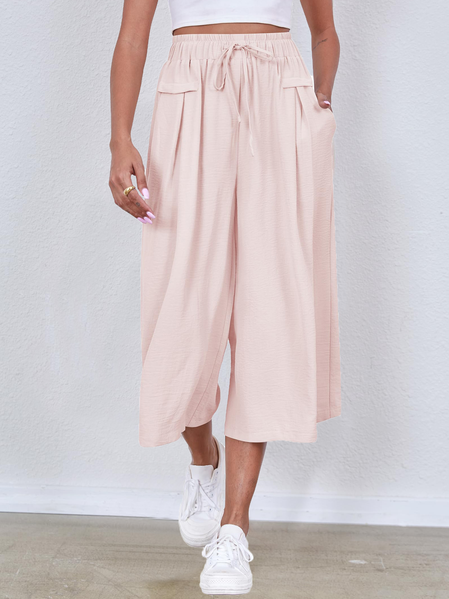 

Casual Plain Loose Pants, Nude, Pants