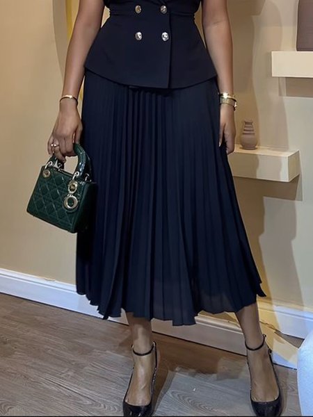 

Regular Fit Urban Plain Long Skirt, Black, Skirts