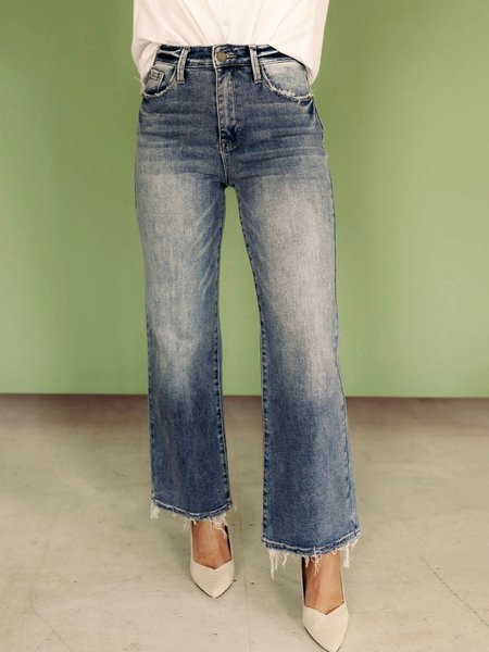 

Denim Casual Plain Regular Fit Jeans, Blue, Jeans
