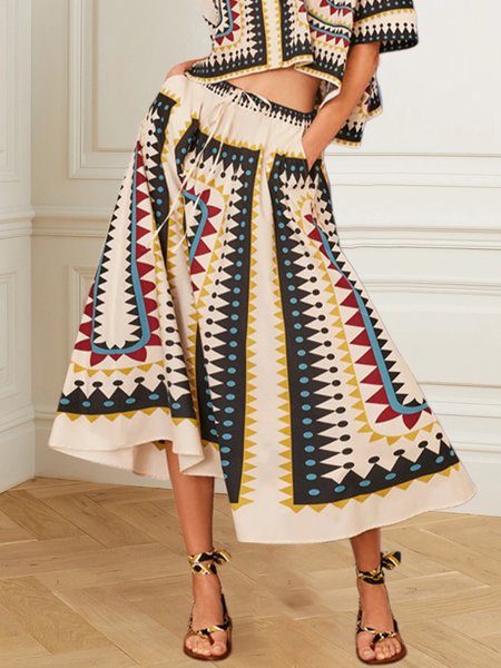 

Regular Size Casual Geometric Loose Skirt, As picture, Skirts