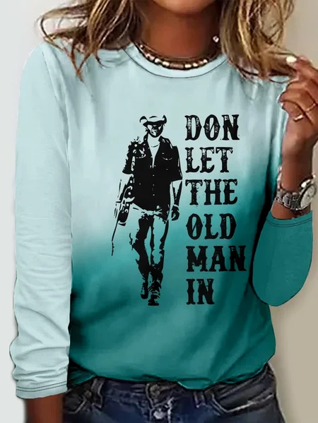 

Don't Let The Old Man In Print Casual Shirt, Green, Long sleeves