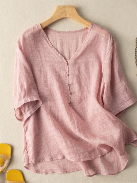 

Simple Loose Plain Blouse, Pink, Blouses & Shirts