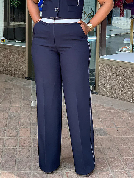 

Color Block Regular Fit Urban Long Pants Straight pants, Black, Pants