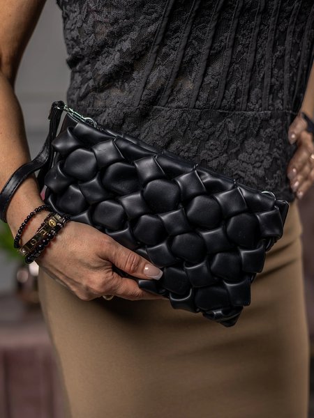 

Urban Weave Square Clutch Bag Chain Crossbody Bag, Black, Bags