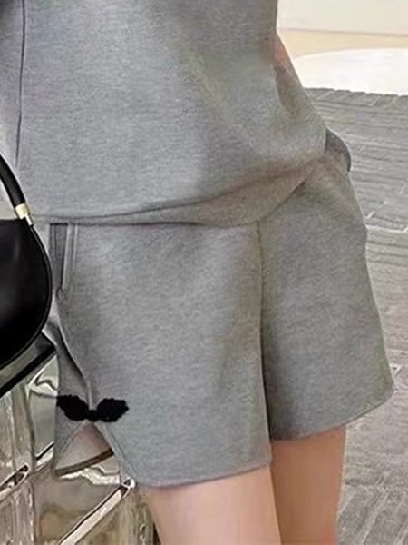 

Loose Plain Casual Shorts, Gray, Shorts