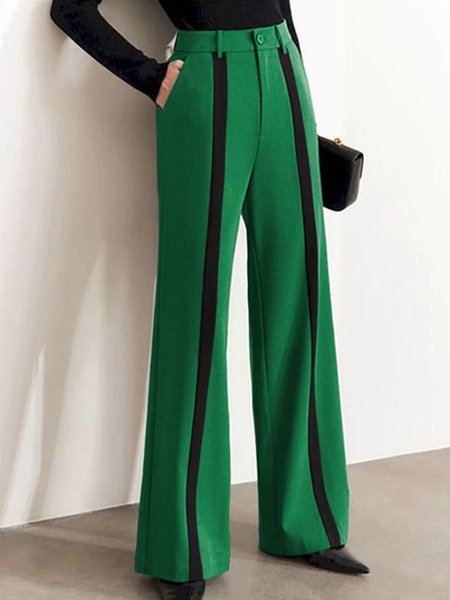 

Color Block Urban Split Joint Regular Fit Pants, Green, Pants