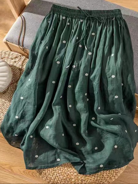 

Casual Polka Dots A-Line Natural Maxi Skirt, Darkgreen, Skirts