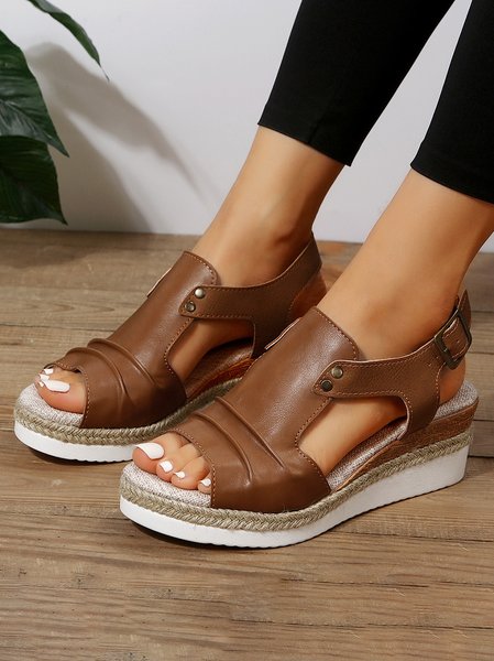 

Summer Casual Plain Slide Sandals, Brown, Sandals