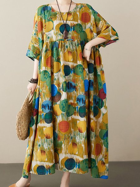 

Women Color Block Crew Neck Half Sleeve Comfy Casual Maxi Dress, Blue, Dresses