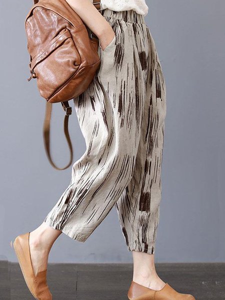 

Casual Striped Ankle Pants Pant, Gray, Pants