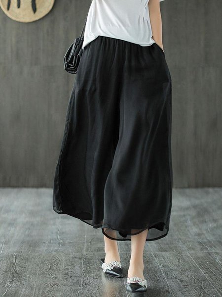 

Casual Plain Ankle Pants Pant, Black, Pants