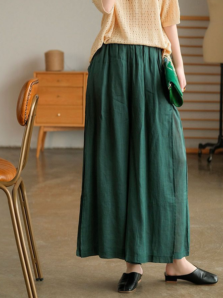 

Casual Plain Ankle Pants Pant, Darkgreen, Pants