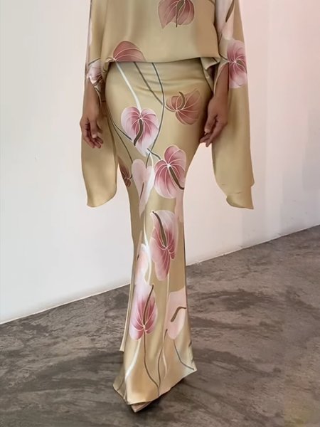 

Daily Floral Elegant Regular Fit Skirt, Yellow, Skirts