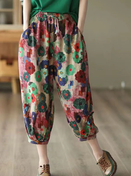 

Casual Floral Capris Pant, Multicolor, Pants