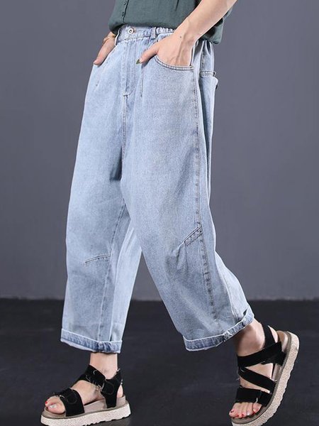 

Casual Plain Ankle Pants Pant, Blue, Pants