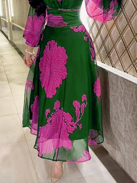 

Plus Size Urban Regular Fit Floral Skirt, Green, Plus Skirts