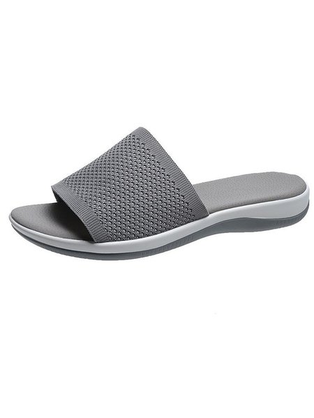 

Summer Casual Plain Slide Sandals, Gray, Sandals & Slippers