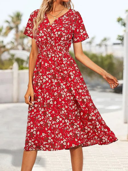 

Vacation Small Floral Dress, Red, Dresses