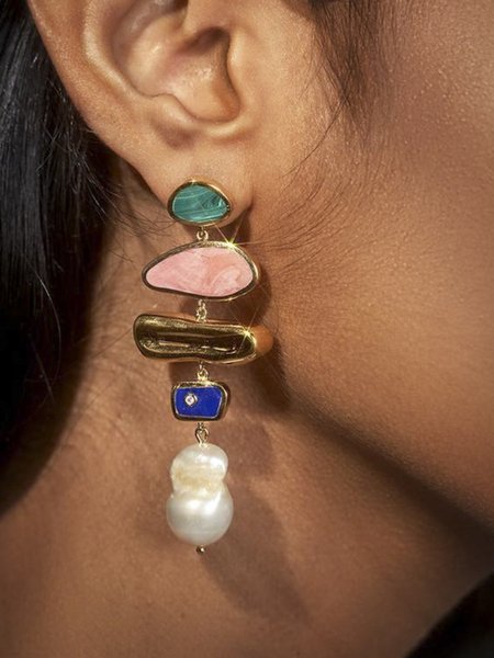

Elegant Imitation Pearl Irregular Geometric Glazed Dangle Earrings, As picture, Earrings