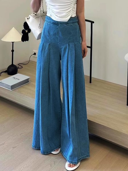 

Daily Plain Casual Regular Fit Denim Jeans, Blue, Jeans