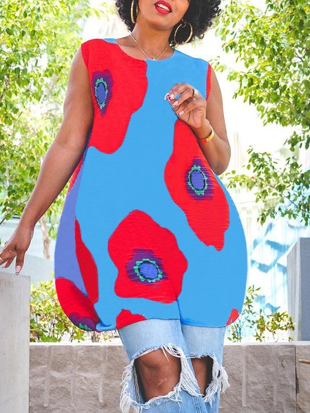 

Crew Neck Floral Vacation Shirt, As picture, Blouses and Shirts