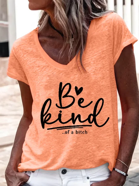 

Women's Funny Saying Be Kind Of A Bitch Cotton-Blend Casual Text Letters T-Shirt, Orange, T-shirts