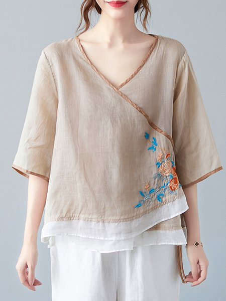 

Cotton And Linen Casual Shirt, Apricot, Blouses & Shirts
