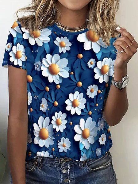 3d printing Loose Casual T-Shirt, Blue, T-shirts