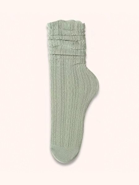 

Breathable Mesh Loose Cuff Mid-calf Socks, Green, Socks