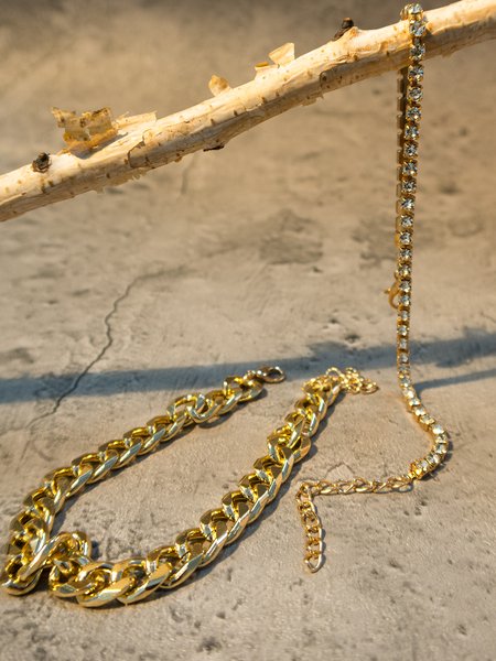 

Gold personalized exaggerated anklet set, Golden, Accessories