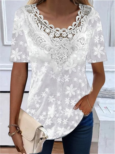 

Crew Neck Simple Loose Shirt, White, Shirts & Blouses