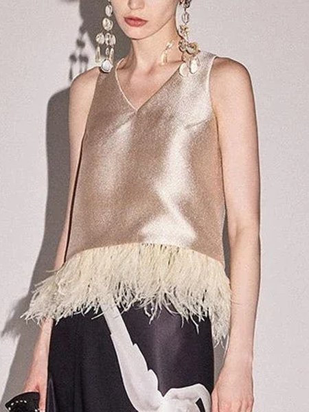 

Plain Elegant V Neck Tank Top, As picture, Tanks and Camis
