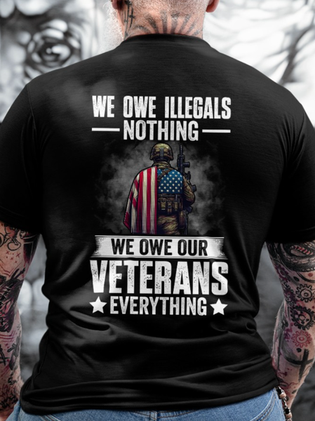 

We Owe Illegals Nothing Casual Cotton Loose T-Shirt, Black, T-shirts