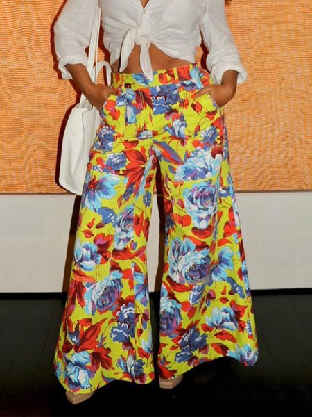 

Vacation Floral Regular Fit Fashion Pants, As picture, Pants