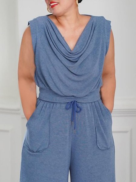 

Casual Daily Plain Ruched Tank Top, Blue, Tanks and Camis