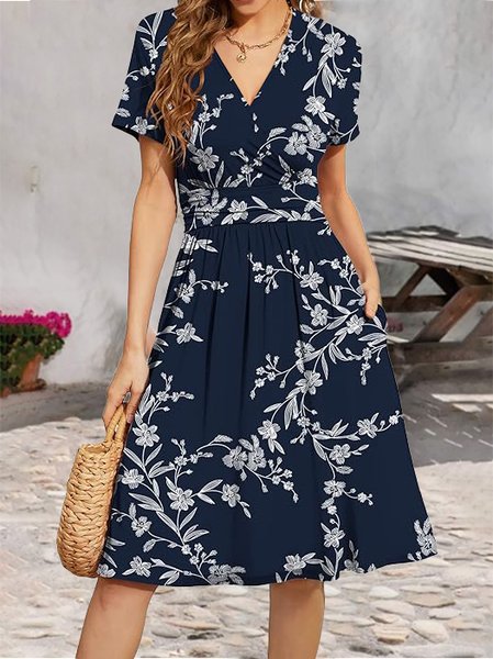 

Floral Casual Knitted Dress, Dark blue, Dresses