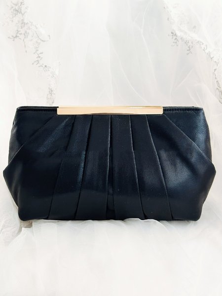

Elegant Ruched Clutch Bag, Black, Bags