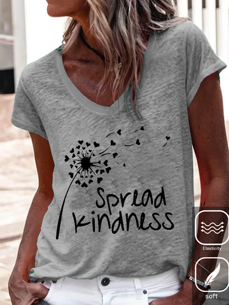 

Spread Kindness V Neck Casual T-Shirt, Gray, T-shirts