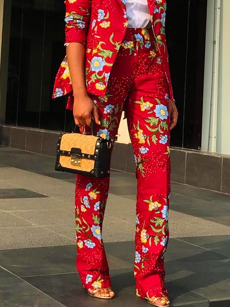 

Urban Printing Regular Fit Floral Pants, As picture, Pants