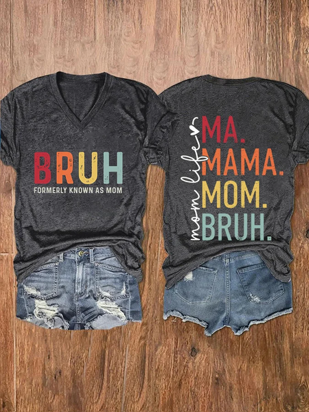 

Women'S Bruh Formerly Known As Mom Print Casual T-Shirt, Deep gray, T-shirts