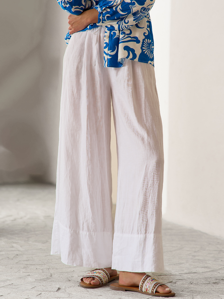 

Casual Plain Long Pant, White, Pants