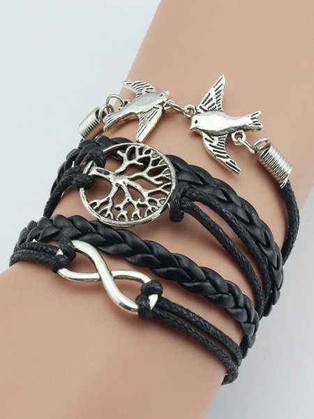 Women Boho Plain All Season Metal Holiday Metal Headbands Bracelets, Black, Accessories