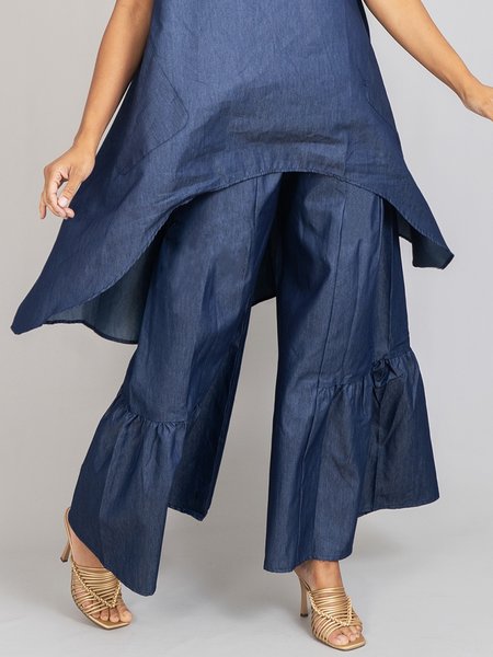 

Pocket Stitching Faux denim Casual Jeans, Blue, Jeans