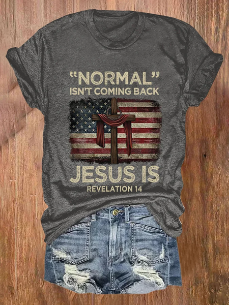 

Retro “Normal” Isn't Coming Back Jesus Is Print T-Shirt, Deep gray, T-shirts