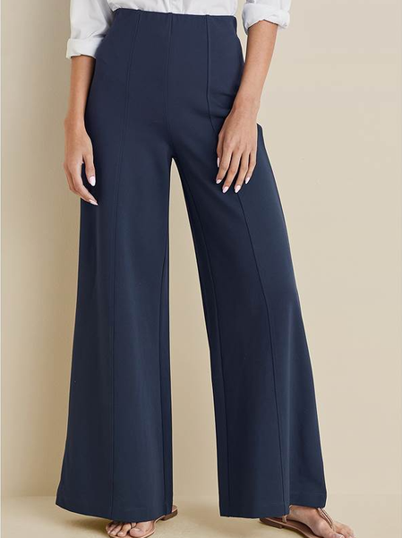 

Loose Plain Elegant Pants, Navyblue, Pants