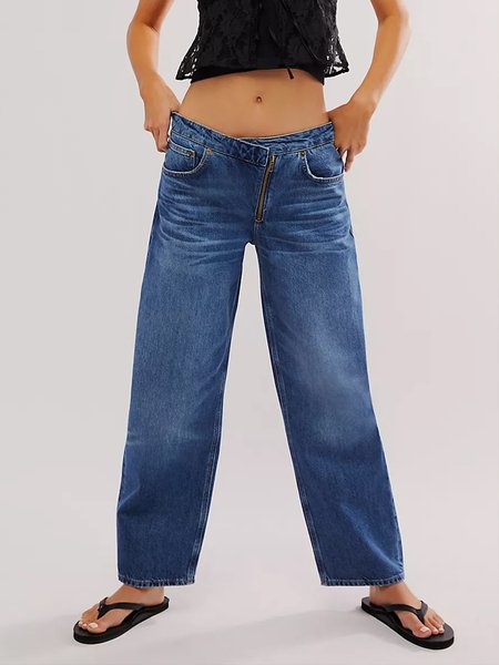 

Daily Pocket Stitching Denim Casual Jeans, Blue, Jeans