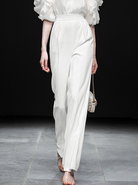 

Daily Urban Regular Fit Plain Fashion Pants, White, Pants