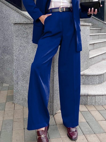 

Urban Plain Regular Fit Pants, Blue, Pants