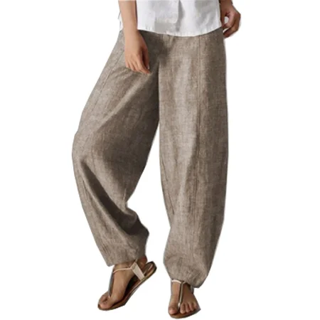 

Casual Loose Pocket Stitching Cotton Pants, Khaki, Pants